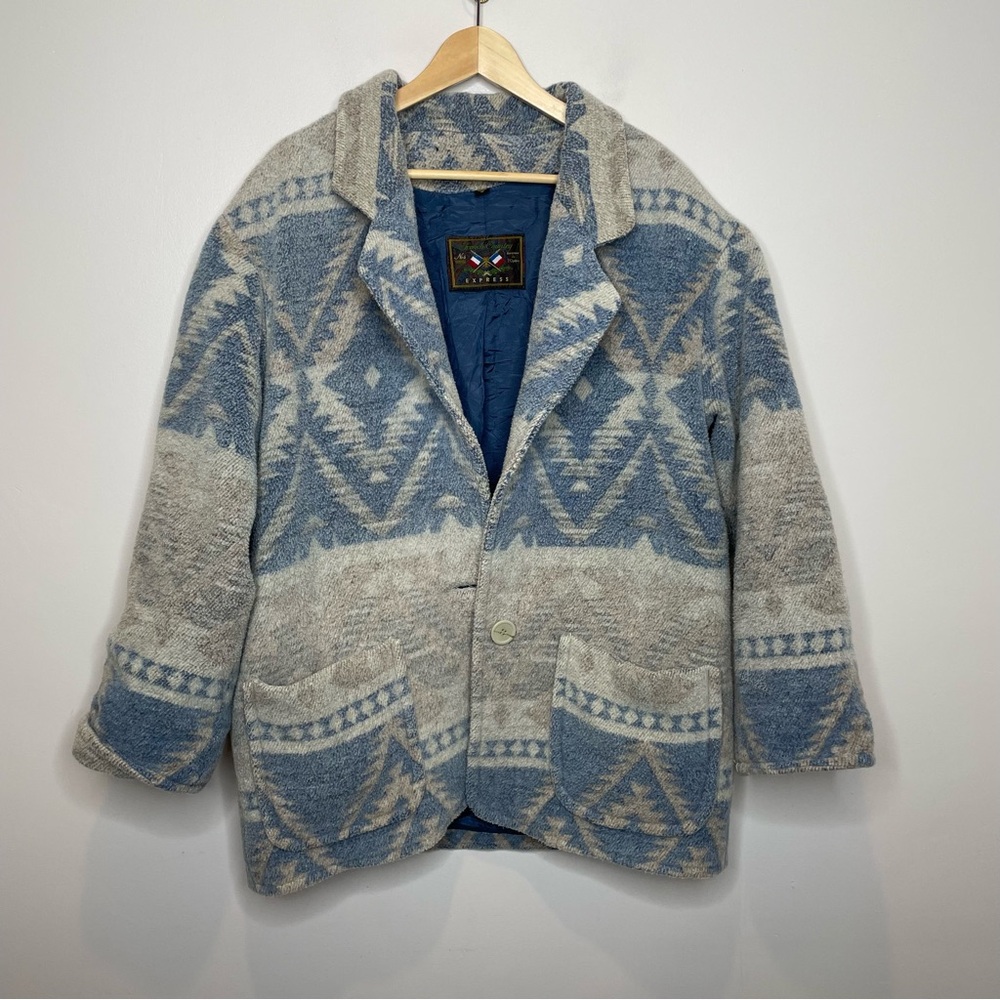 Vintage EXPRESS Aztec Western Indian Blanket Jacket M USA!